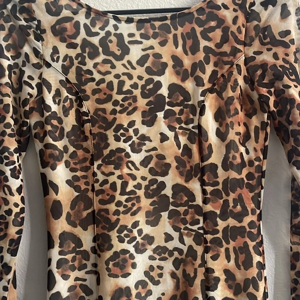 NWT Stockholm Atelier X Other Stories Leopard Bodycon Long Sleeve Dress Size 2 - Picture 4 of 10
